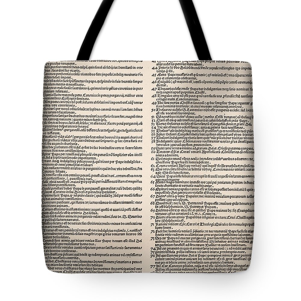 1517 Tote Bag featuring the painting Luther Theses, 1517 by Granger