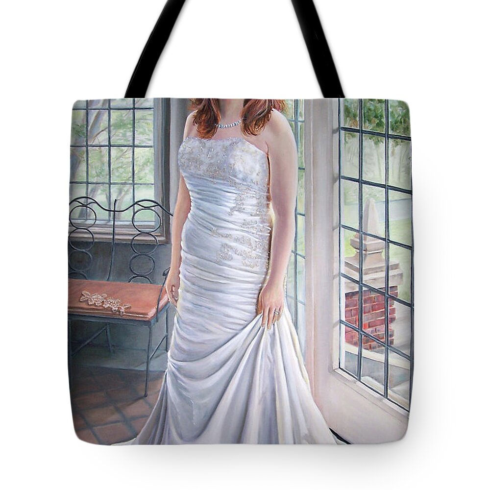 Beauty Tote Bag featuring the painting Lydia's Wedding Portrait by Carolyn Coffey Wallace
