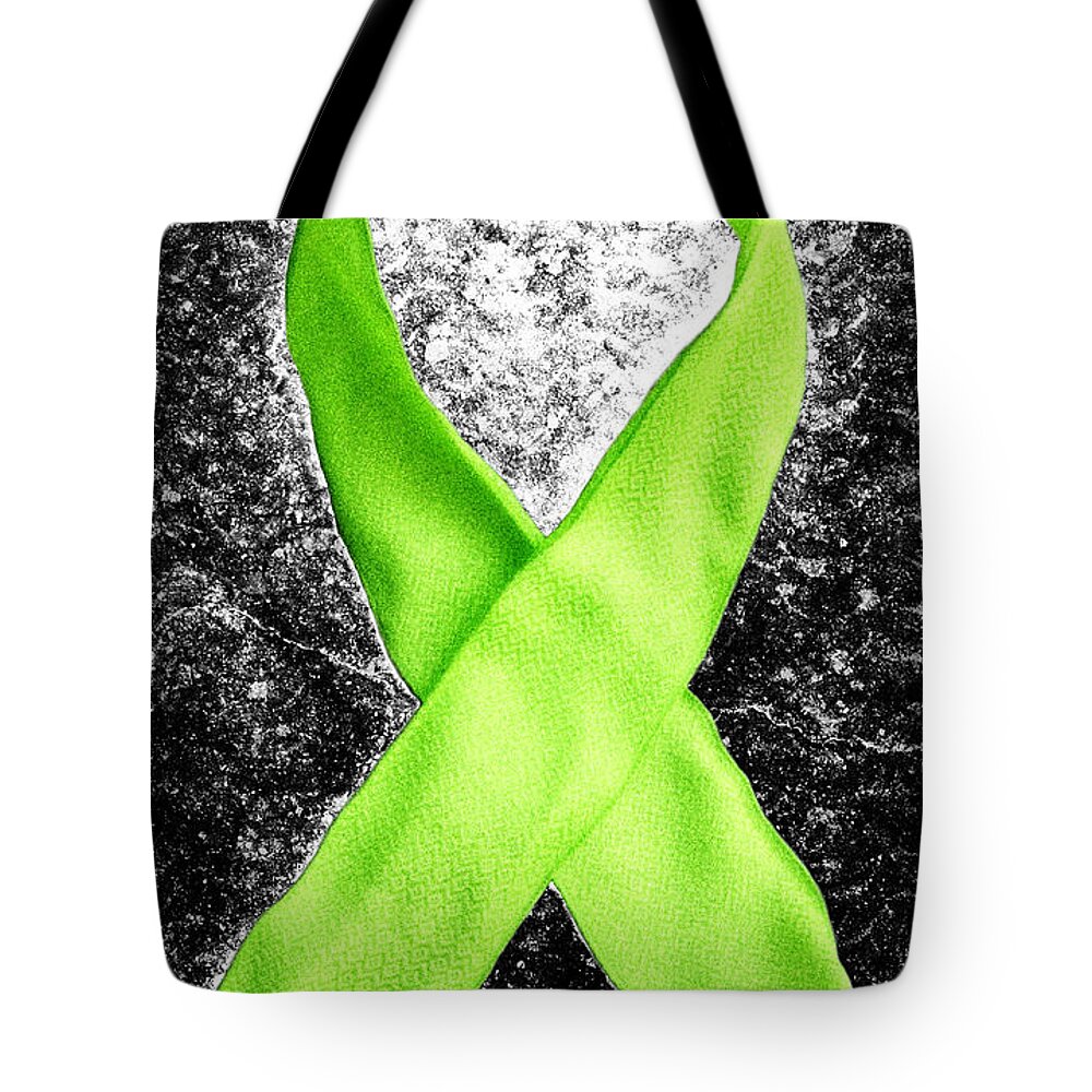 Lyme Tote Bag featuring the photograph Lyme Disease Awareness Ribbon by Luke Moore