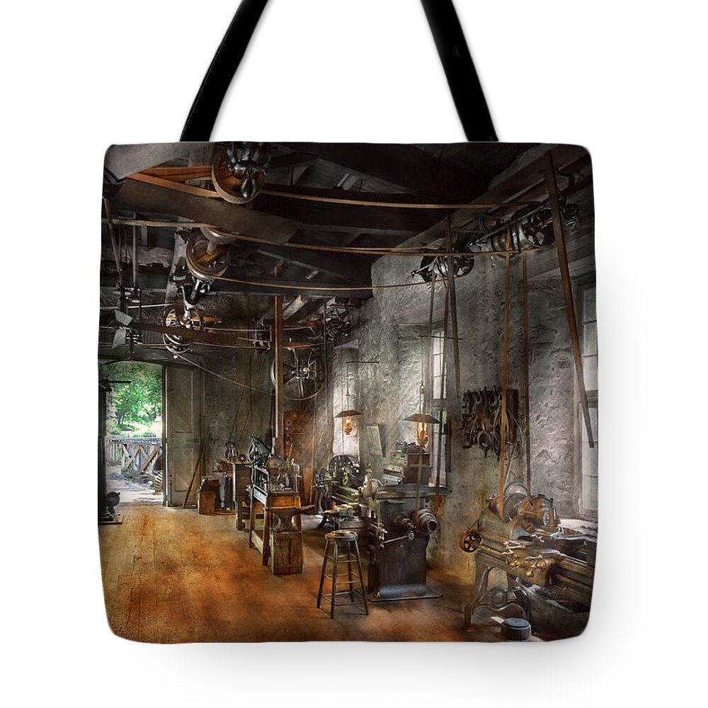 Machinist Tote Bag featuring the photograph Machinist - The Millwright by Mike Savad