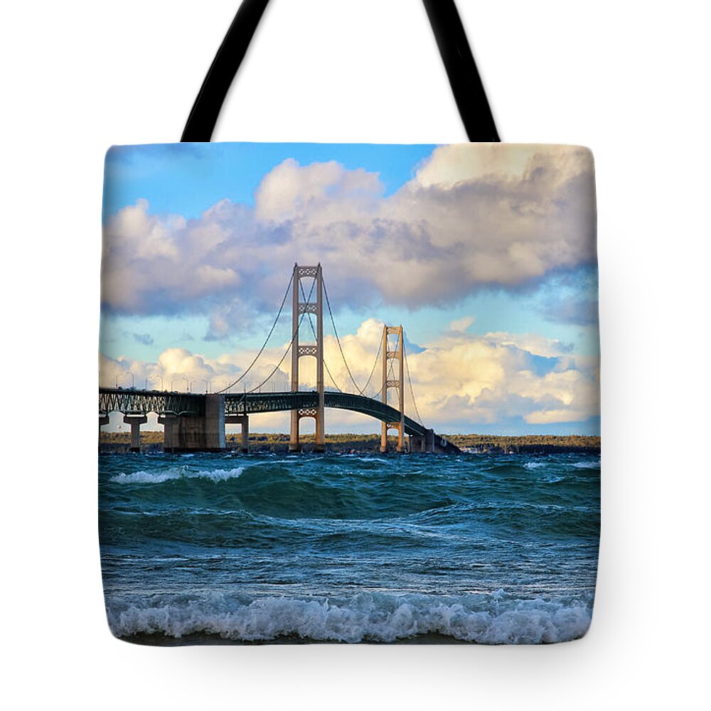 Mackinac Tote Bag featuring the photograph Mackinac Among the Waves by Rachel Cohen