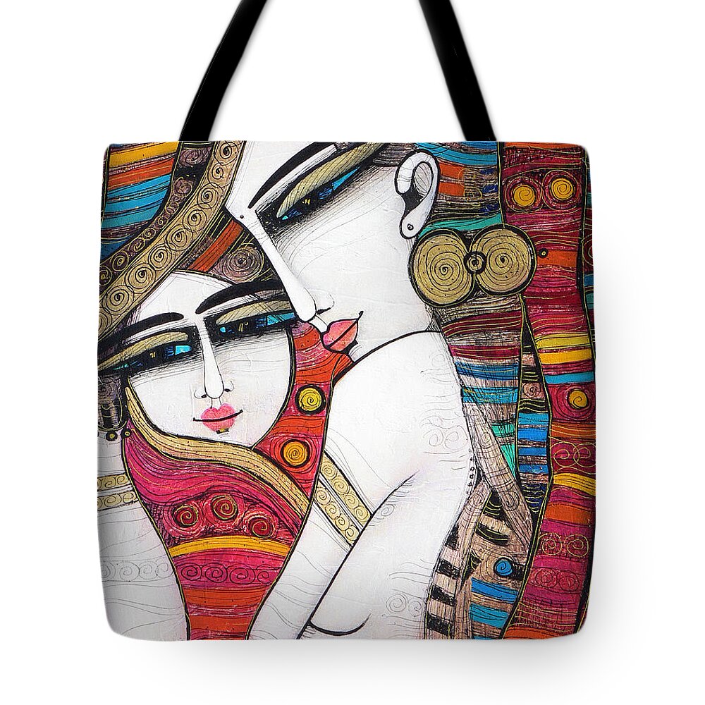 Albena Tote Bag featuring the painting Madone by Albena Vatcheva