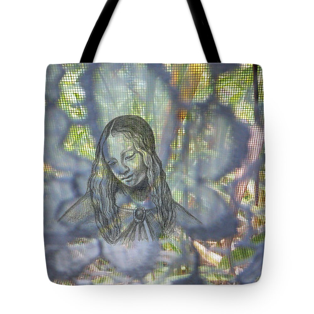 Madonnaandchild Tote Bag featuring the painting Madonna On Screen by Genevieve Esson