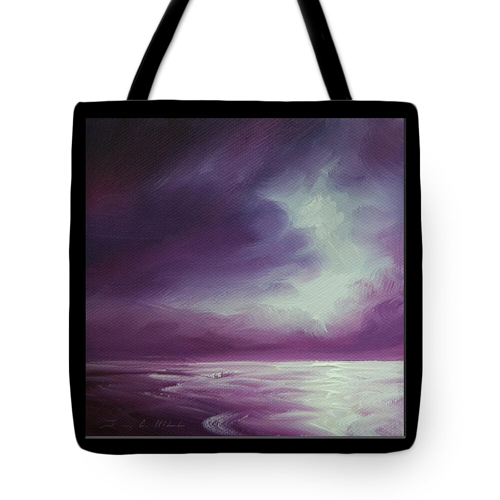 Sunrise Tote Bag featuring the painting Magenta Moon IV by James Hill