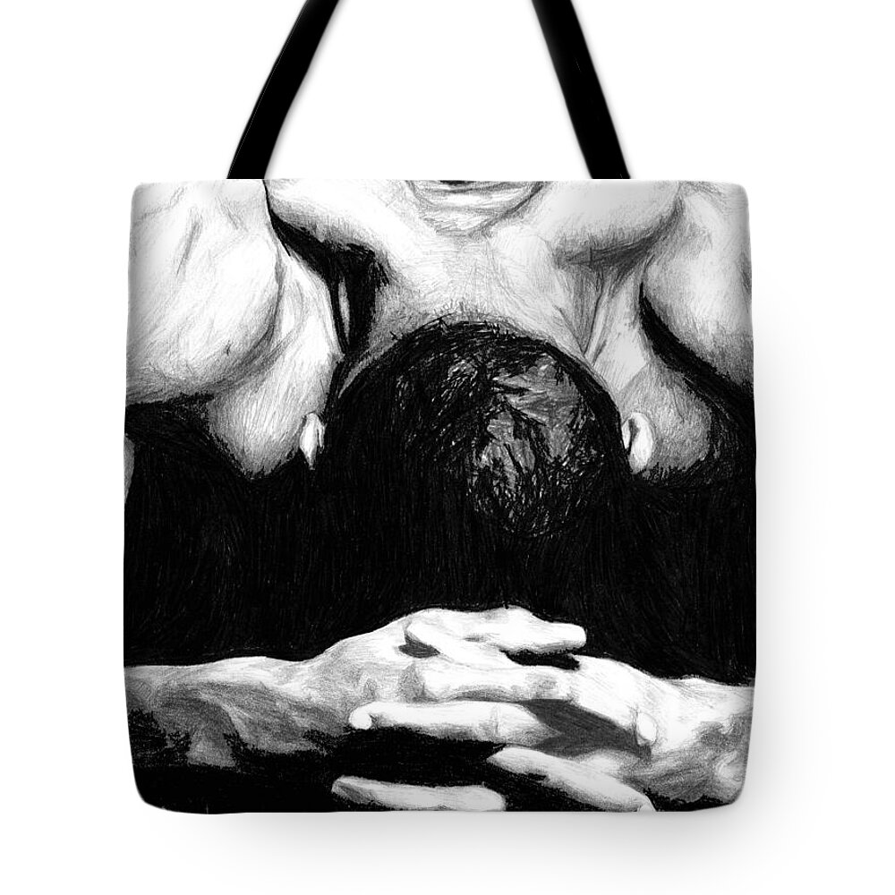 Corey Maggette Tote Bag featuring the drawing Maggette by Tamir Barkan