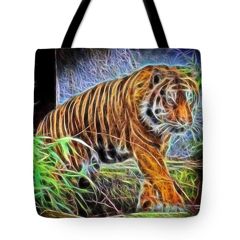 Tiger Tote Bag featuring the painting Magic Tiger by Jon Volden