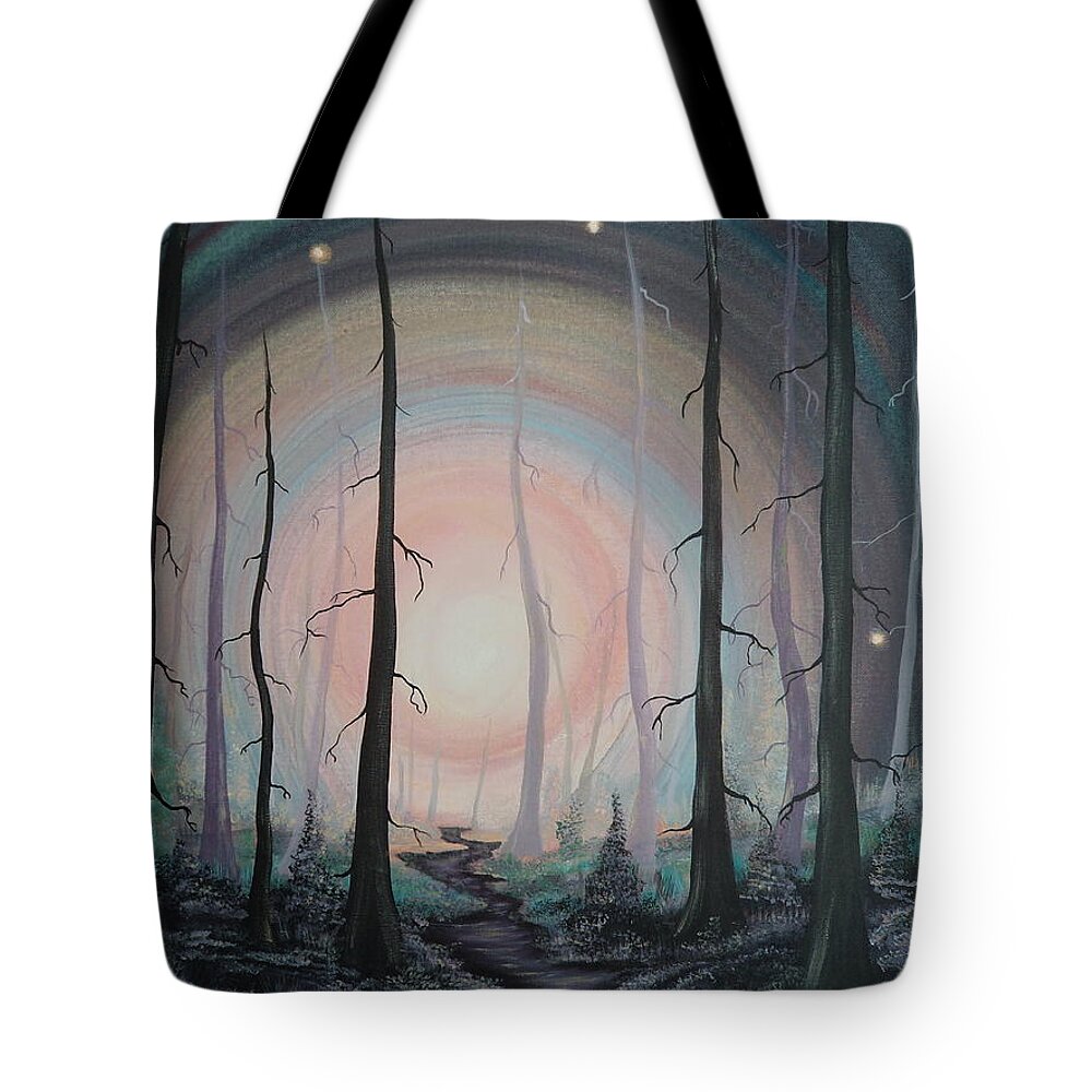 Woods Tote Bag featuring the painting Magicle Forest by Krystyna Spink