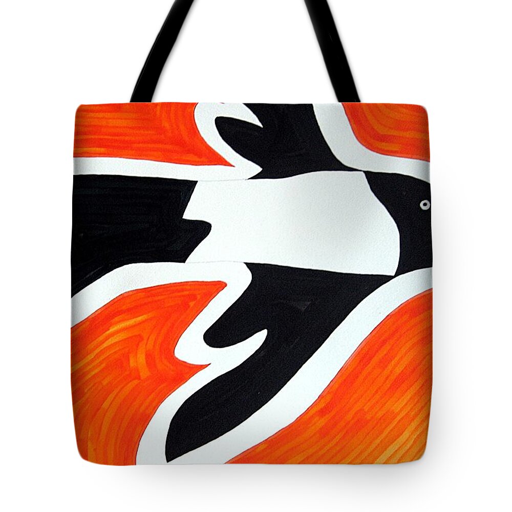 Magpie Tote Bag featuring the painting Magpie original painting SOLD by Sol Luckman