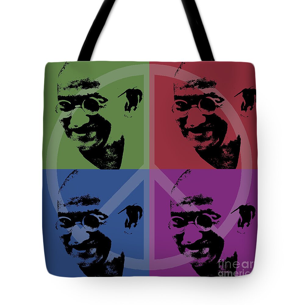 Gandhi Tote Bag featuring the digital art Mahatma Gandhi by Jean luc Comperat