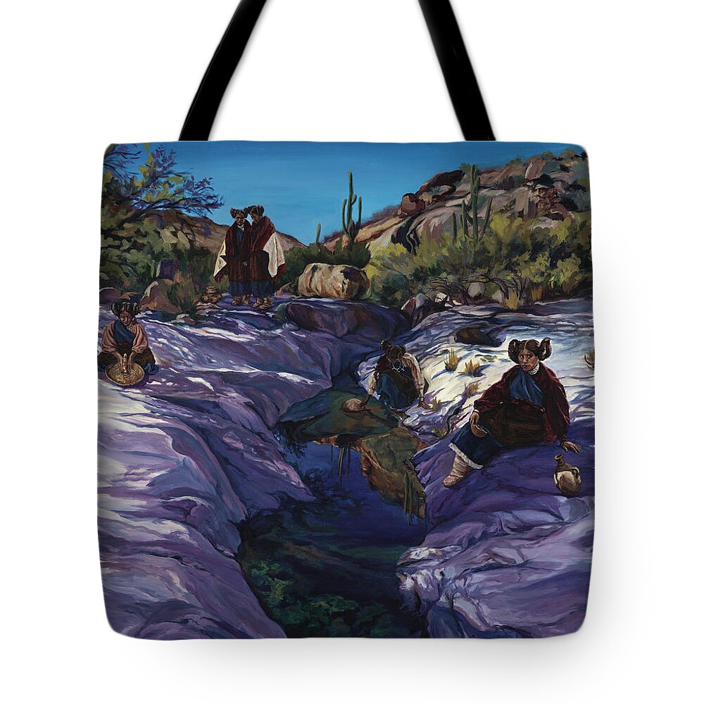 Native American Tote Bag featuring the painting Maiden Pools by Christine Lytwynczuk