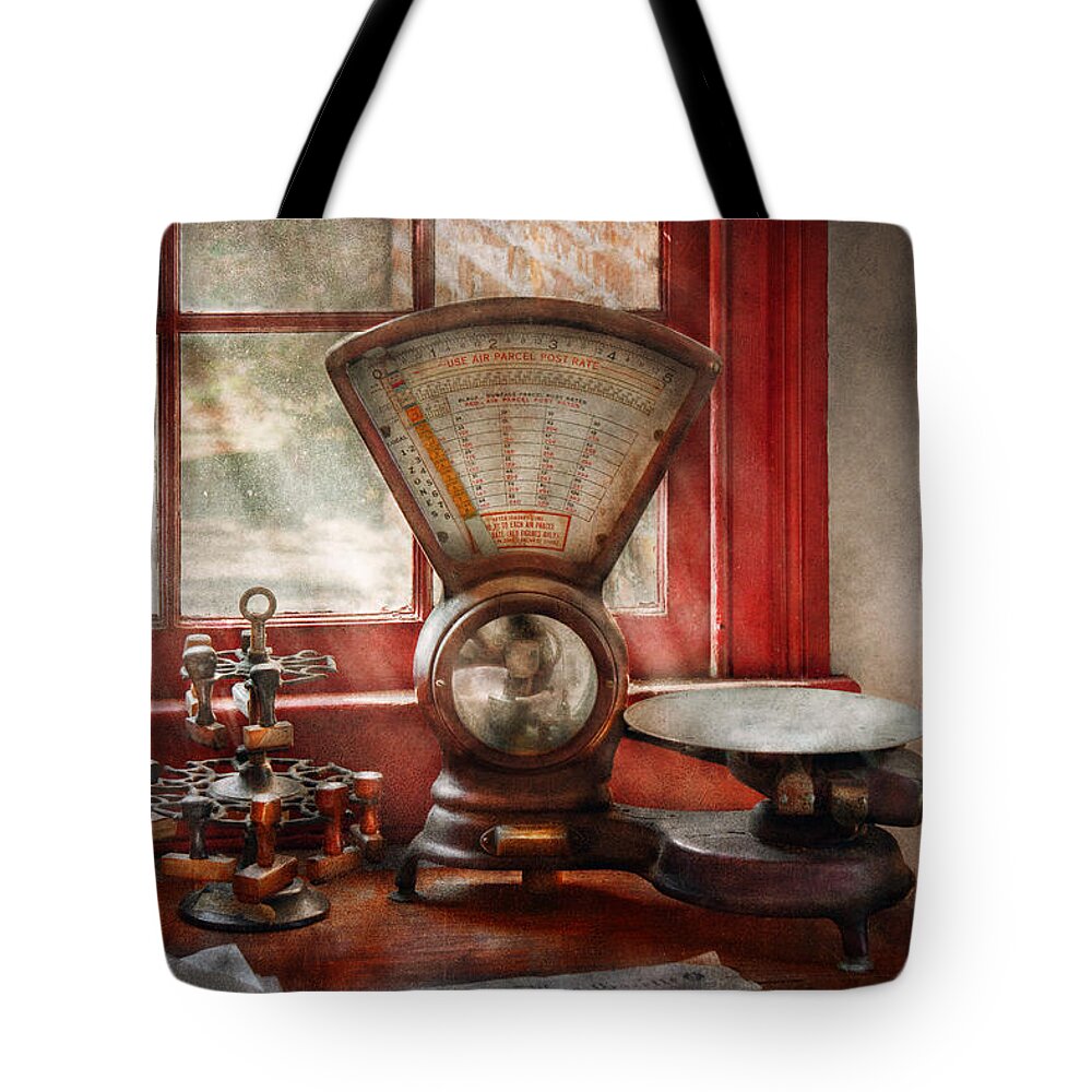 Mail Man Tote Bag featuring the photograph Mailman - The mail scale by Mike Savad