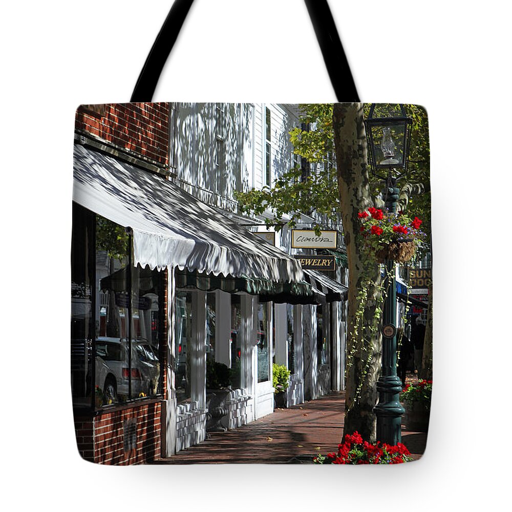 Edgartown Tote Bag featuring the photograph Main Street in Edgartown by Juergen Roth