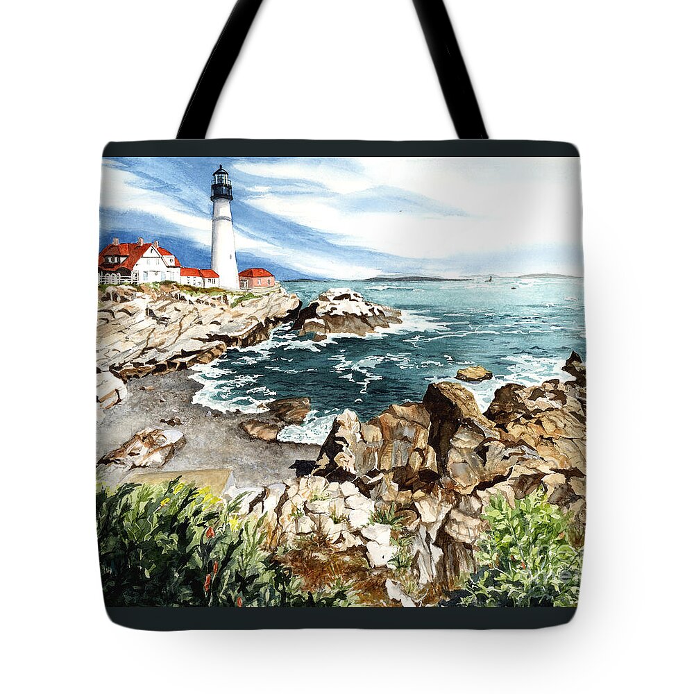 Water Color Paintings Tote Bag featuring the painting Maine Attraction by Barbara Jewell