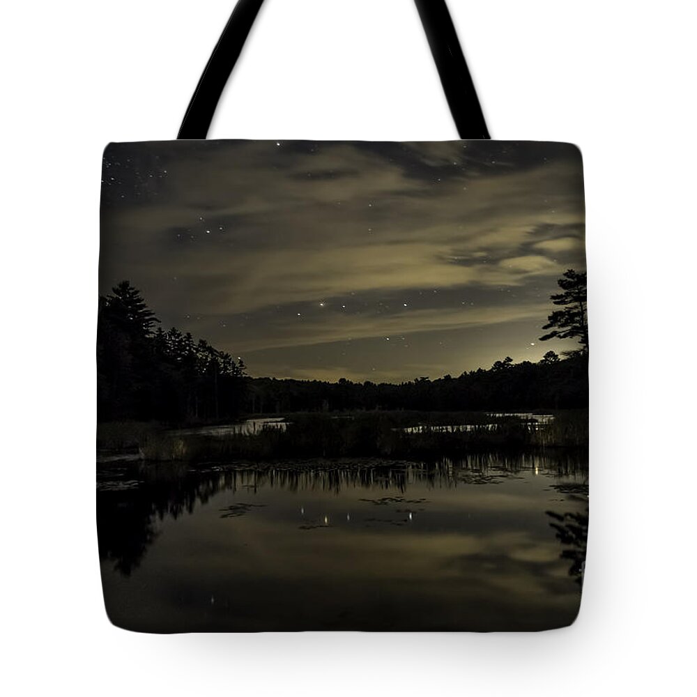 Maine Tote Bag featuring the photograph Maine Beaver Pond At Night by Patrick Fennell