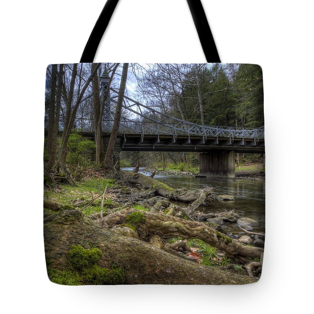 Cinderella Tote Bag featuring the photograph Majestic Bridge in the Woods by David Dufresne