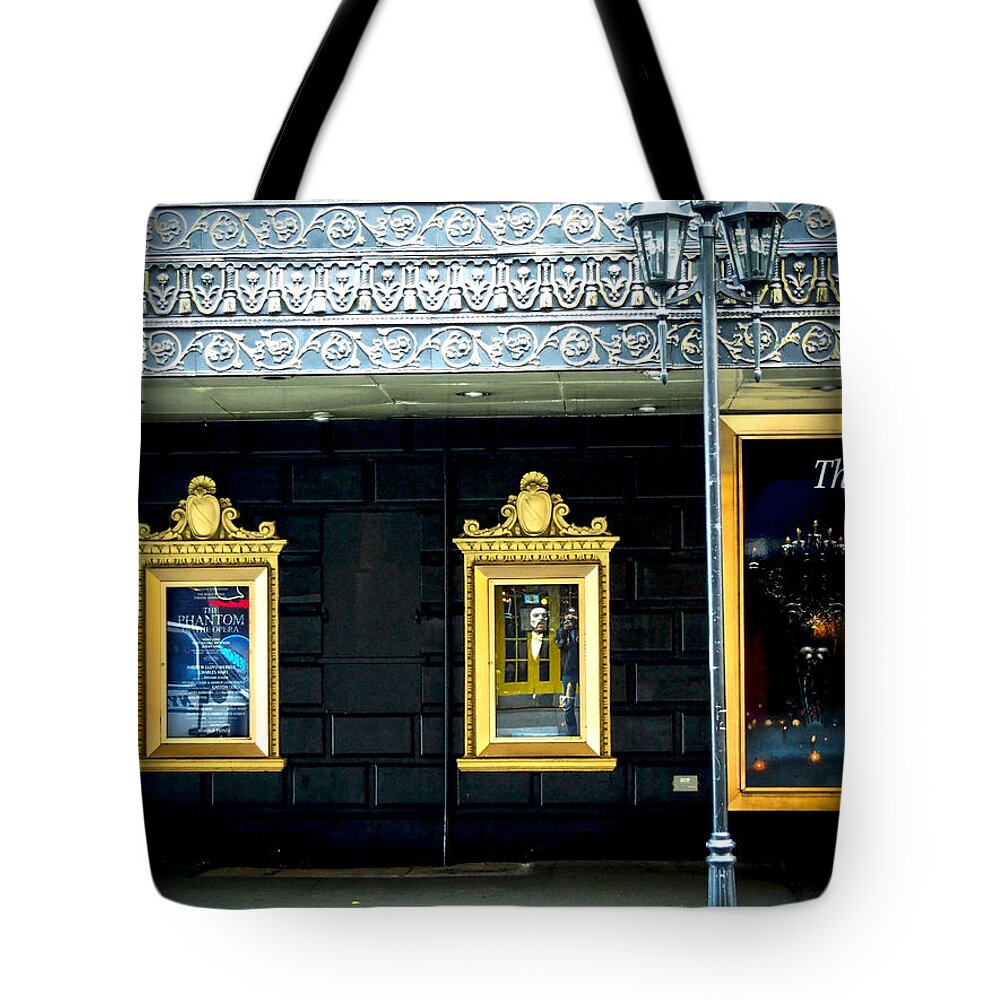 Broadway Tote Bag featuring the photograph Majestic Theatre Lightpost by James Aiken