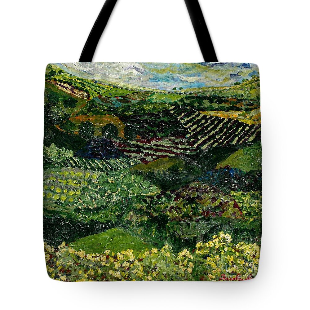Landscape Tote Bag featuring the painting Majestic Valley by Allan P Friedlander