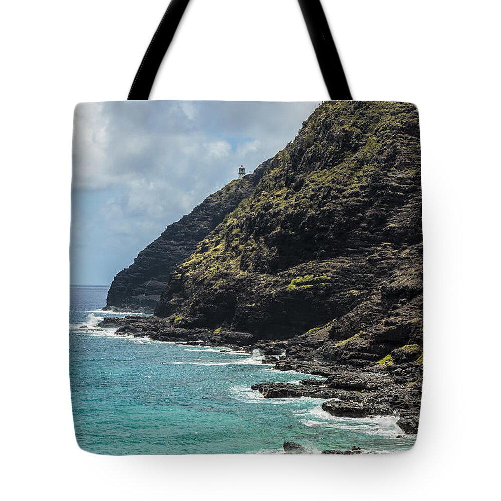 Aqua Tote Bag featuring the photograph Makapuu Point 1 by Leigh Anne Meeks