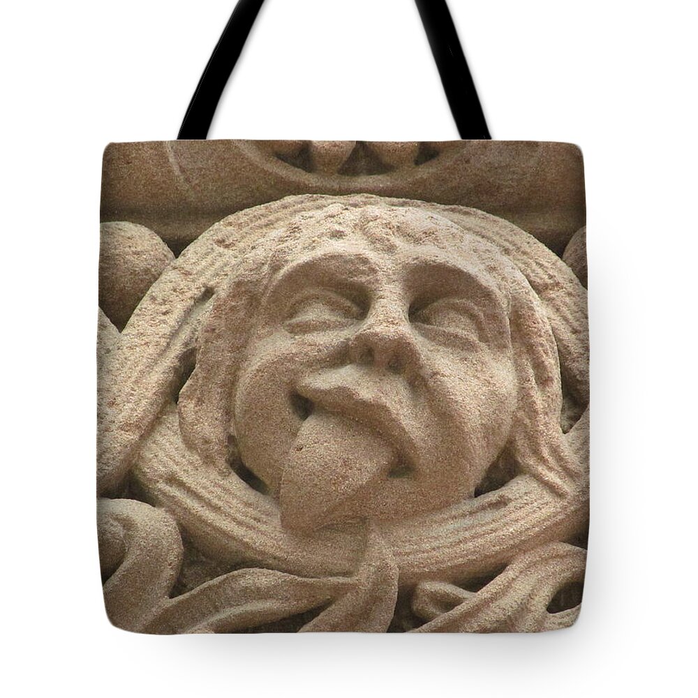 Stone Carving Tote Bag featuring the photograph Make A Face by Alfred Ng