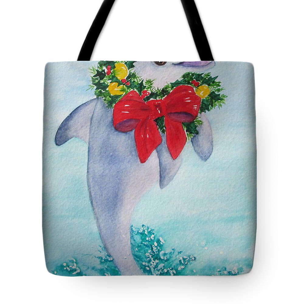 Dolphin Tote Bag featuring the painting Make a Splash by Diane DeSavoy