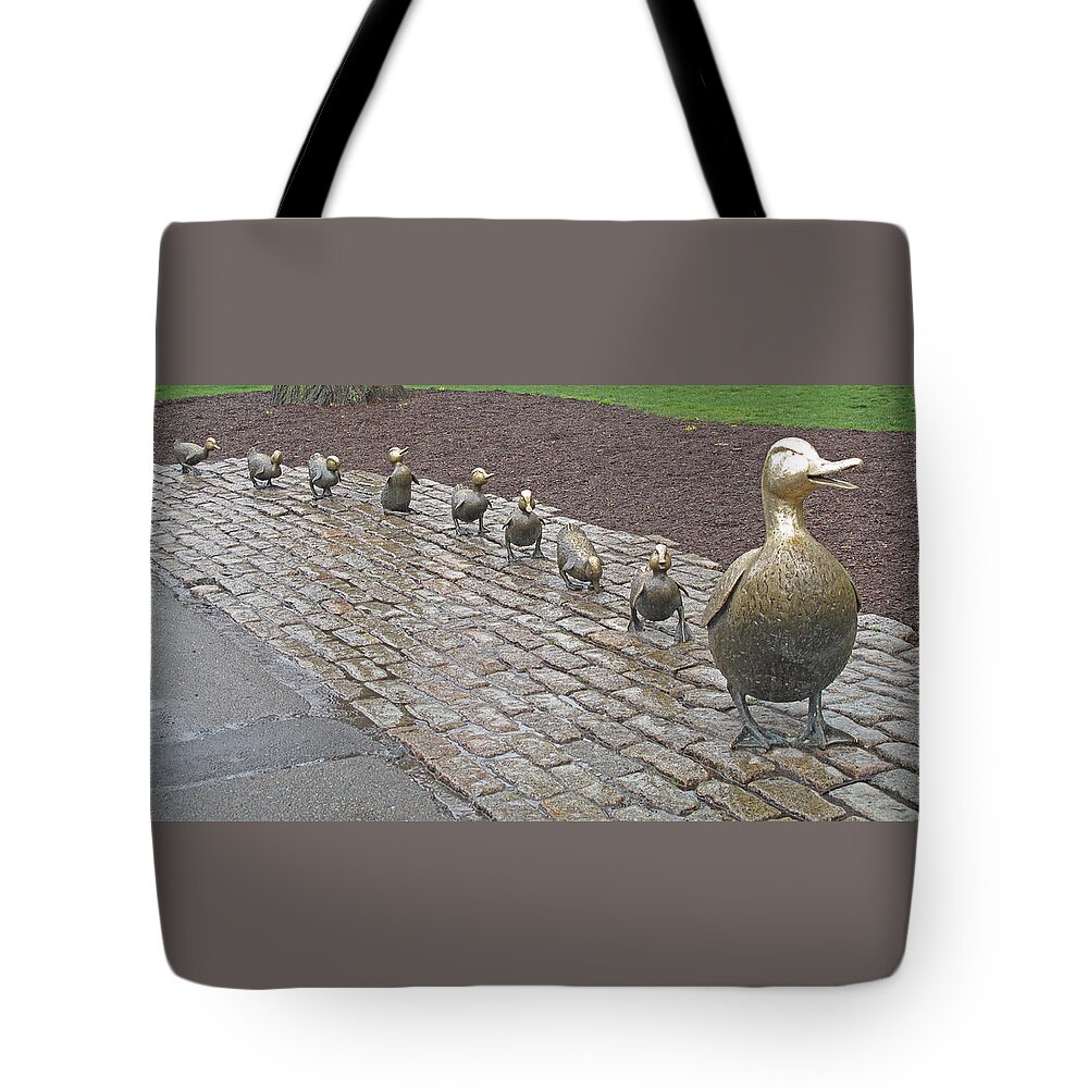 Schon Tote Bag featuring the photograph Make way for ducklings by Barbara McDevitt