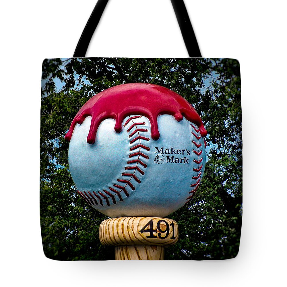 Maker's Mark Tote Bag featuring the photograph Maker's Mark Baseball Bourbon by Bill Swartwout