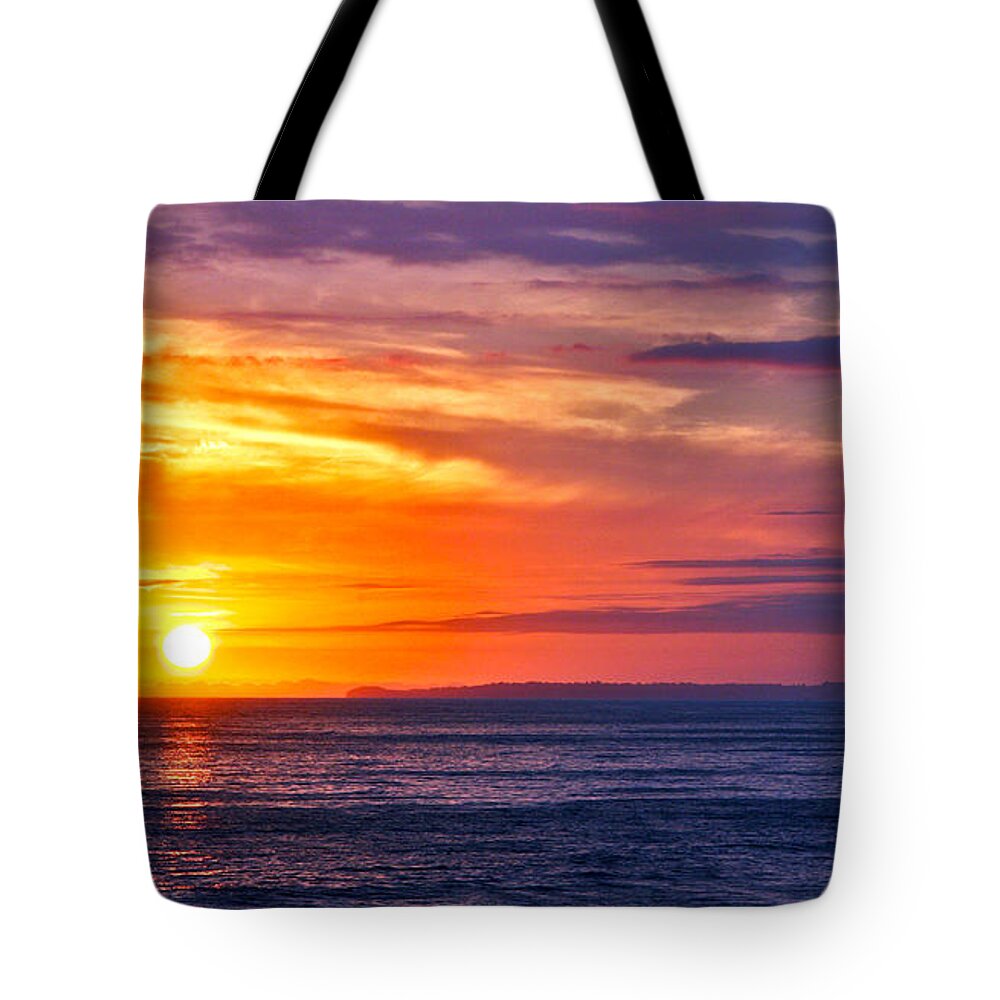 Sunset Tote Bag featuring the photograph Malibu Sun by Andre Aleksis