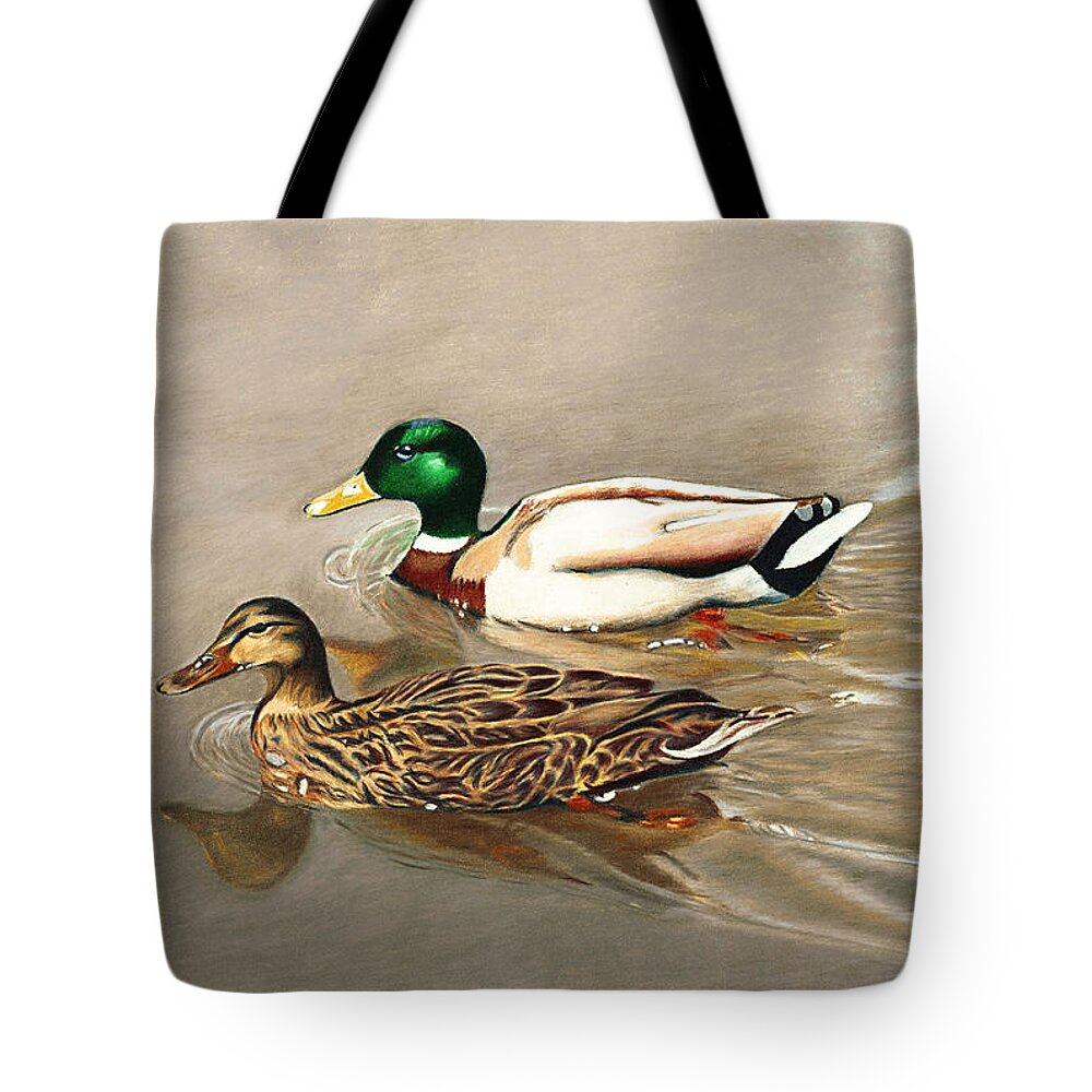 Ducks Tote Bag featuring the painting Mallards by Jill Ciccone Pike