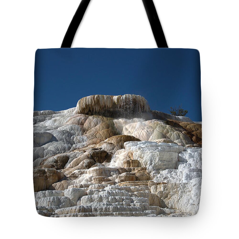 Blue Tote Bag featuring the photograph Mammoth Hotsprings 4 by Frank Madia