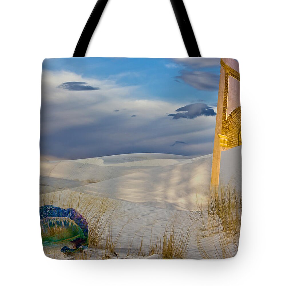 White Sands Tote Bag featuring the digital art Man of War Approaching Golden Gate by Georgianne Giese
