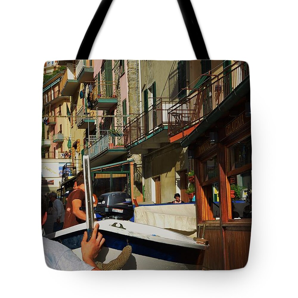 Manarola Tote Bag featuring the photograph Manarola Street - Cinque Terre by Dany Lison