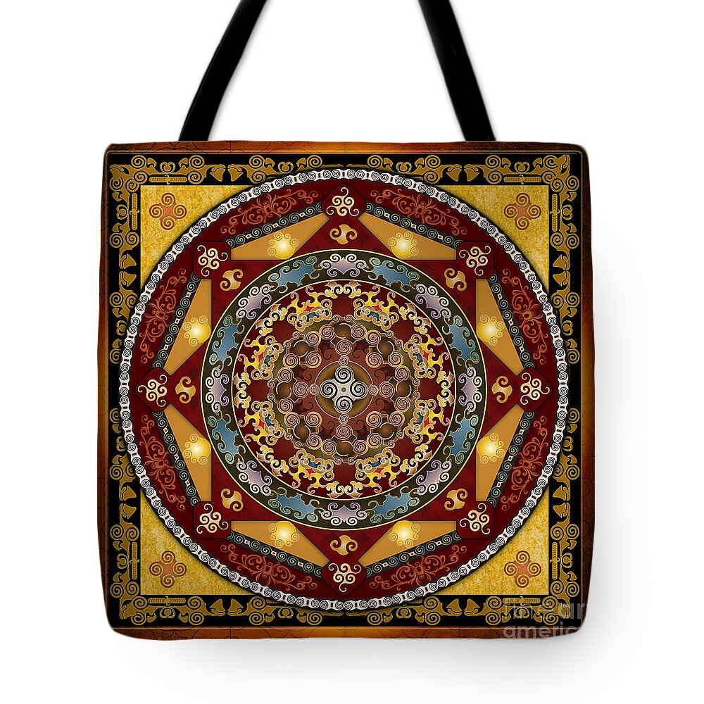 Digital Tote Bag featuring the digital art Mandala Oriental Bliss by Peter Awax