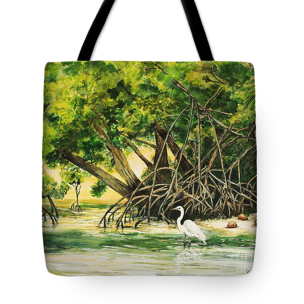 Everglades Tote Bag featuring the painting Mangrove Morning by Janis Lee Colon