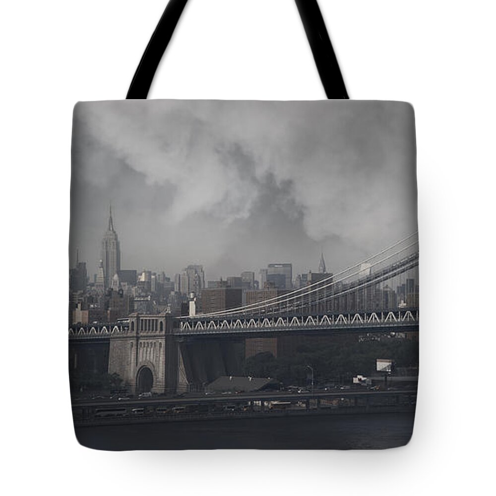 Chrysler Building Tote Bag featuring the photograph Manhattan Bridge by Istvan Kadar