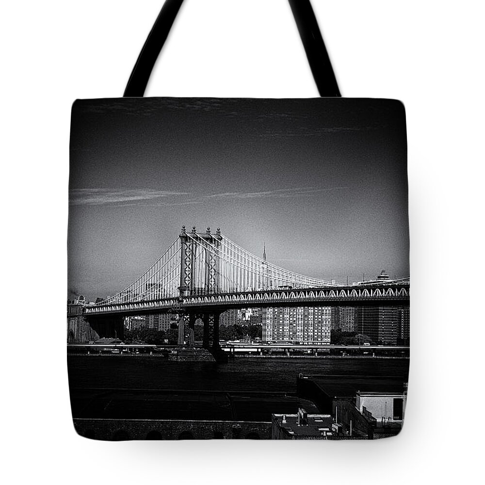 New York City Tote Bag featuring the photograph Manhattan Bridge New York City by Sabine Jacobs