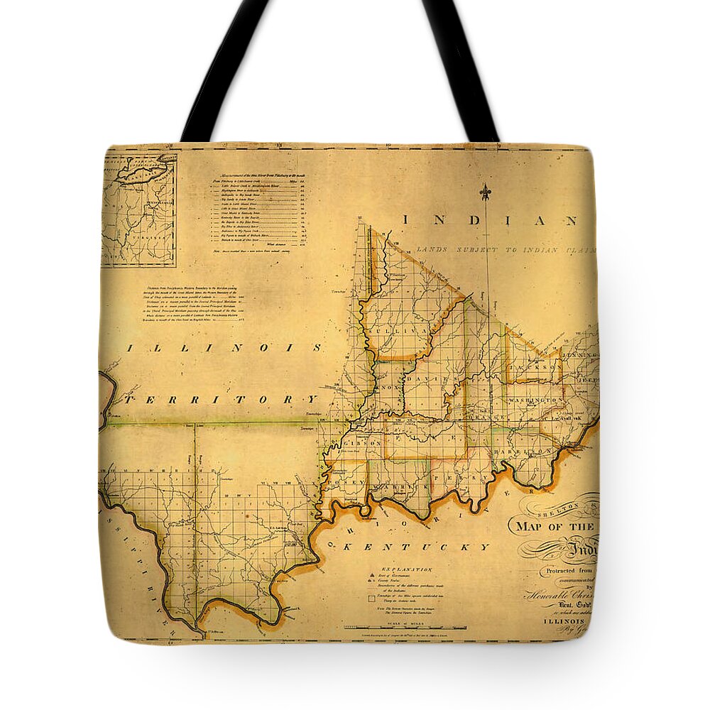 Indiana Tote Bag featuring the photograph Map of Indiana 1817 by Andrew Fare