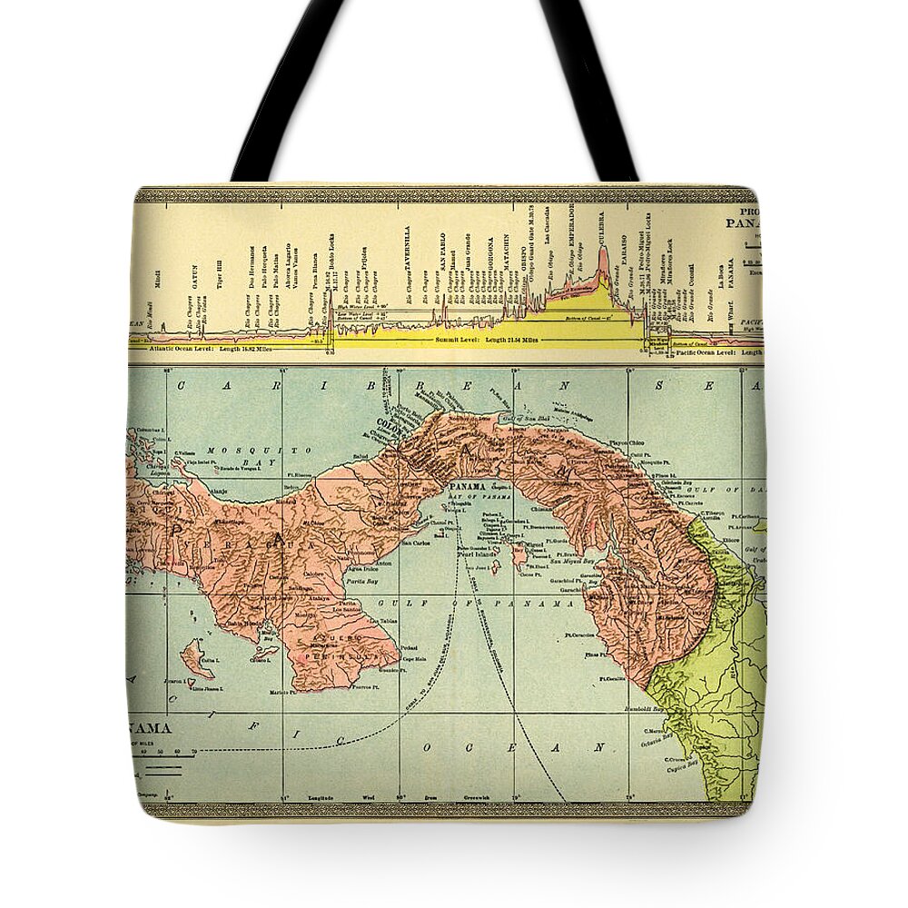 History Tote Bag featuring the photograph Map Of Panama Showing Canal, 1904 by Science Source