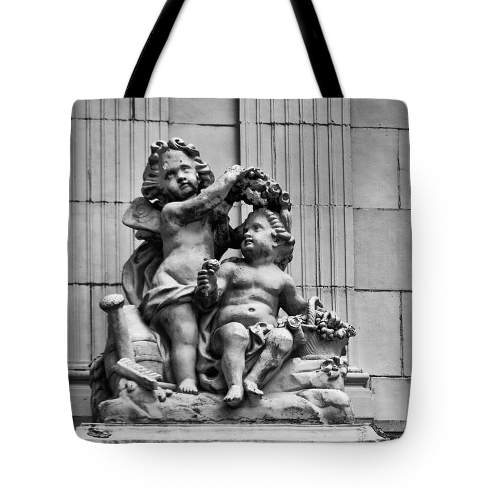 Marble Tote Bag featuring the photograph Marble House Cherubs - Neport Rhode Island by Bill Cannon