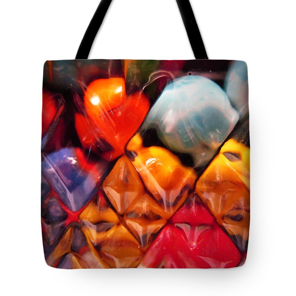 Marble Tote Bag featuring the photograph Marbles in Glass by Mary Bedy