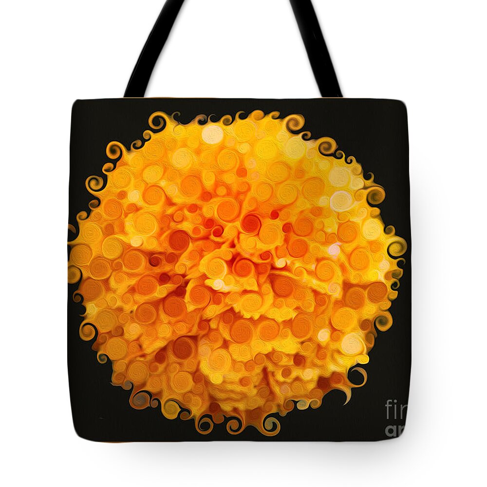 5x7 Tote Bag featuring the painting Marigold Magic Abstract Flower Art by Omaste Witkowski