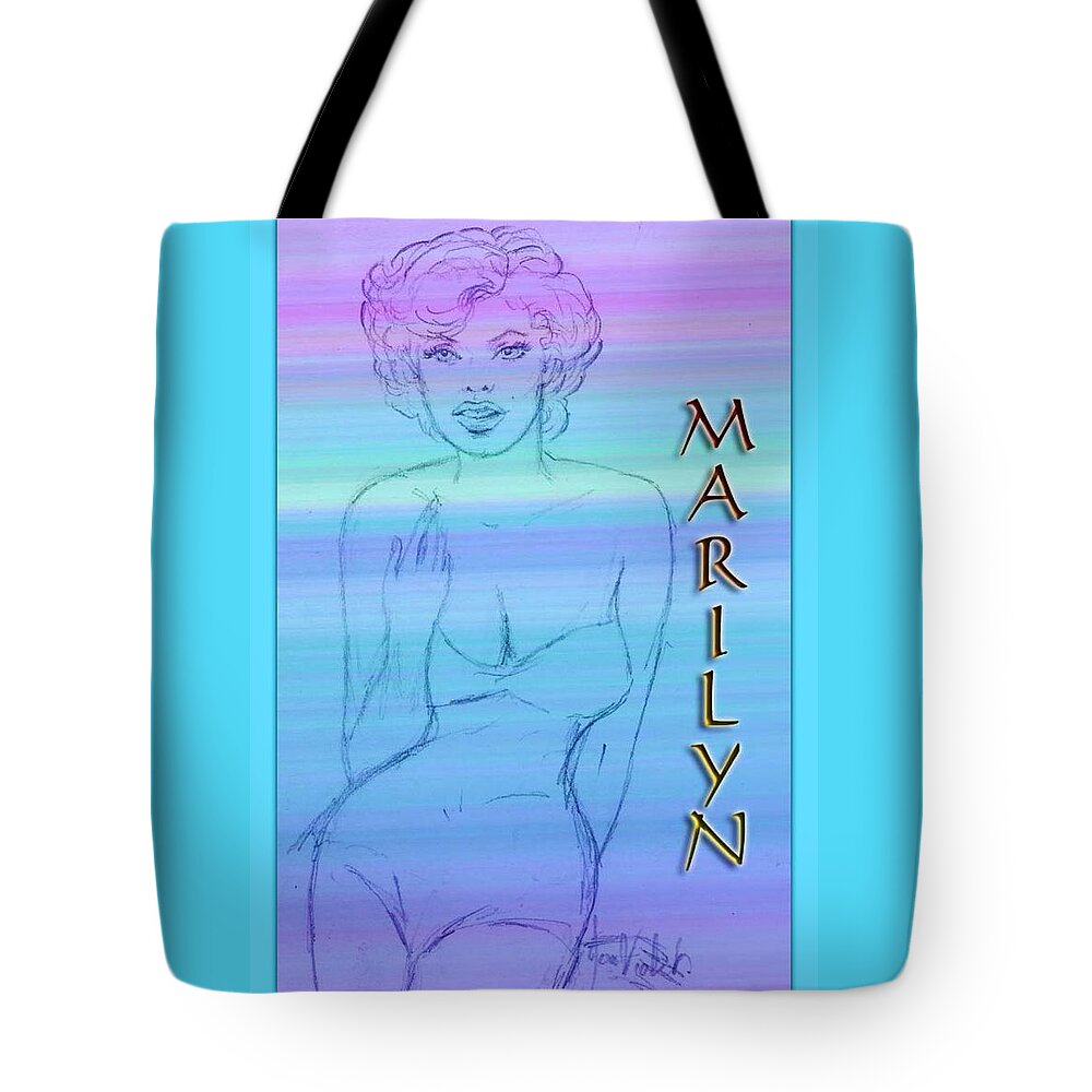 Marilyn Monroe Tote Bag featuring the mixed media Marilyn by Joan-Violet Stretch