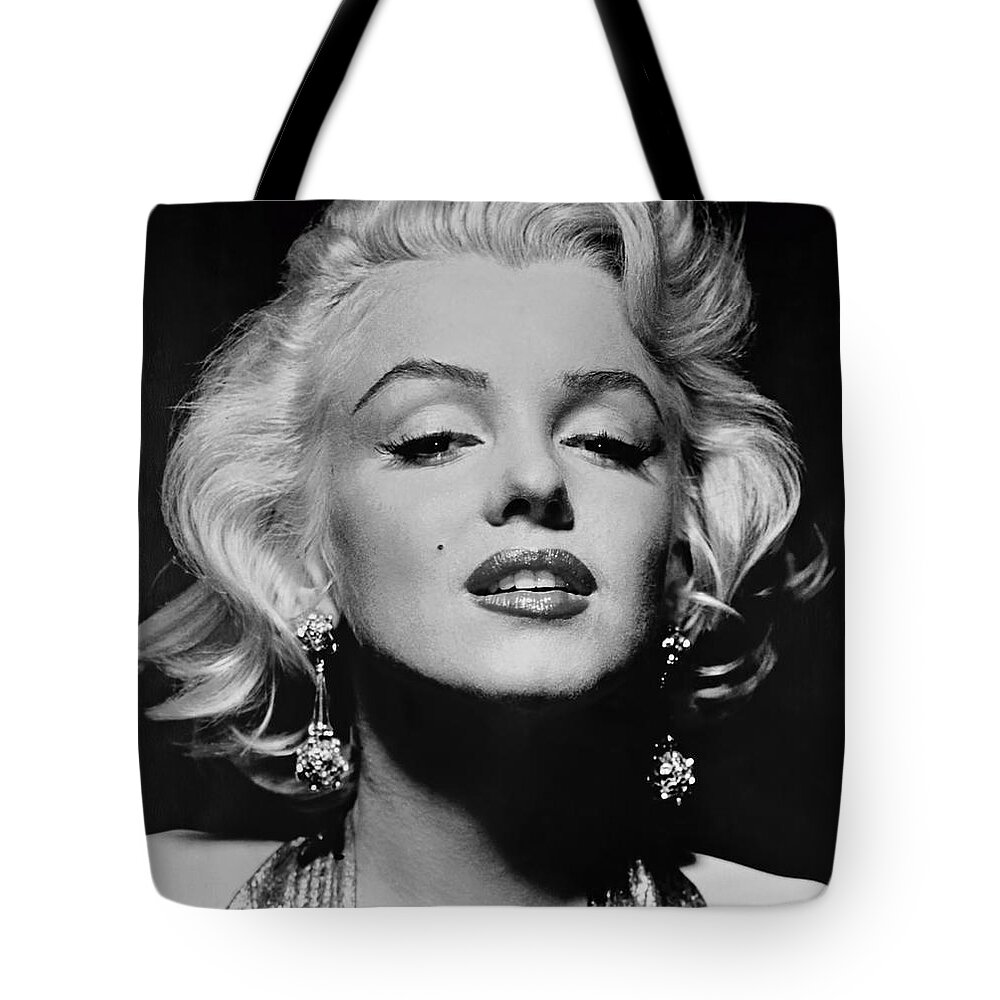 Marilyn Monroe Tote Bag featuring the photograph Marilyn Monroe Black and White by Marilyn Monroe