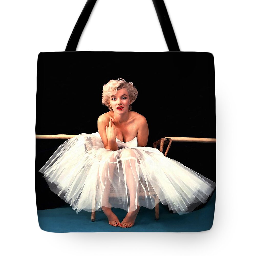Marilyn Monroe Tote Bag featuring the digital art Marilyn Monroe Portrait by Gabriel T Toro