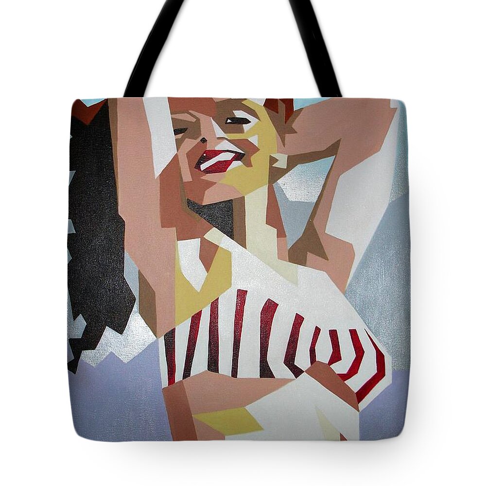 Actress Tote Bag featuring the painting Marilyn by Taiche Acrylic Art