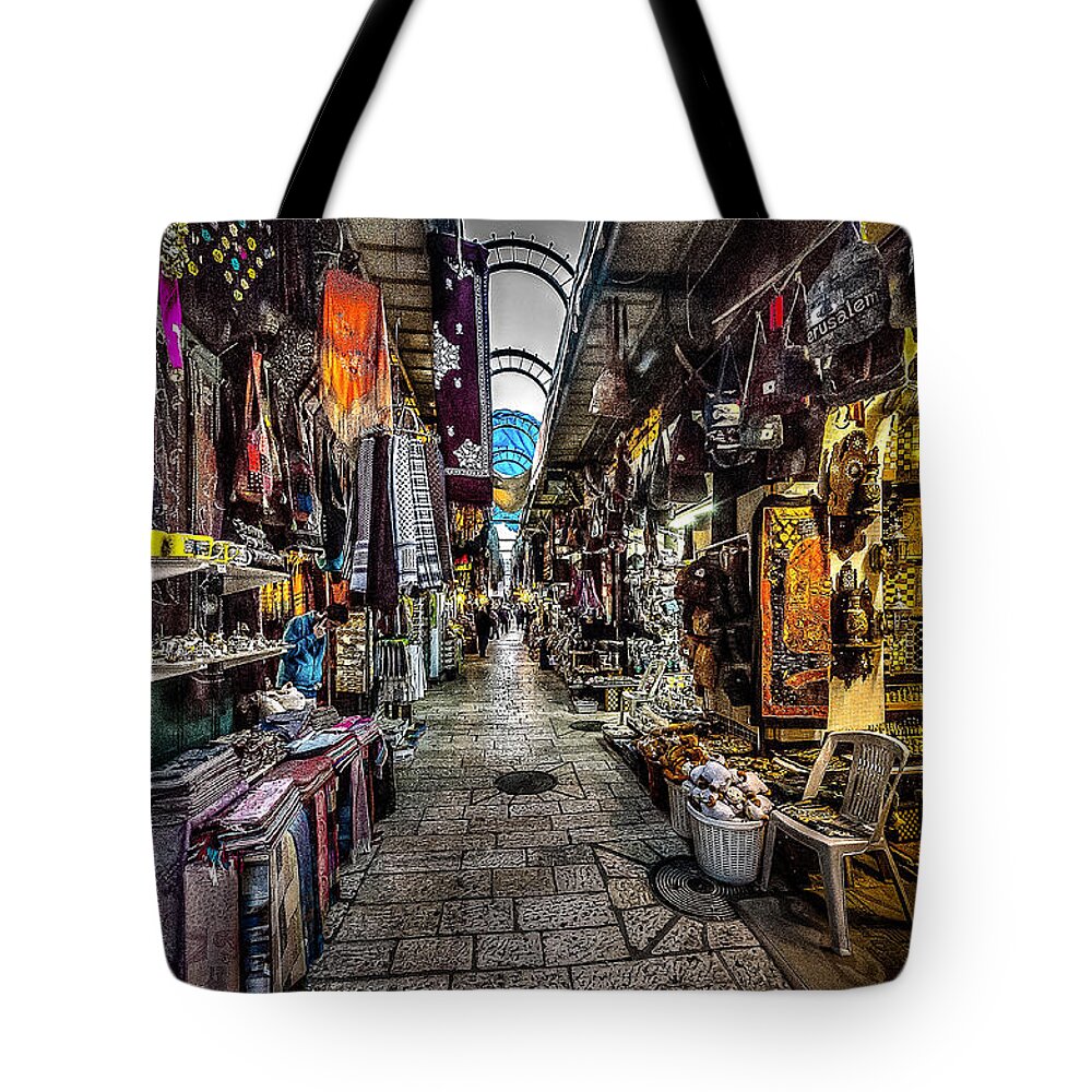 Jerusalem Tote Bag featuring the photograph Market in the Old City of Jerusalem by David Morefield