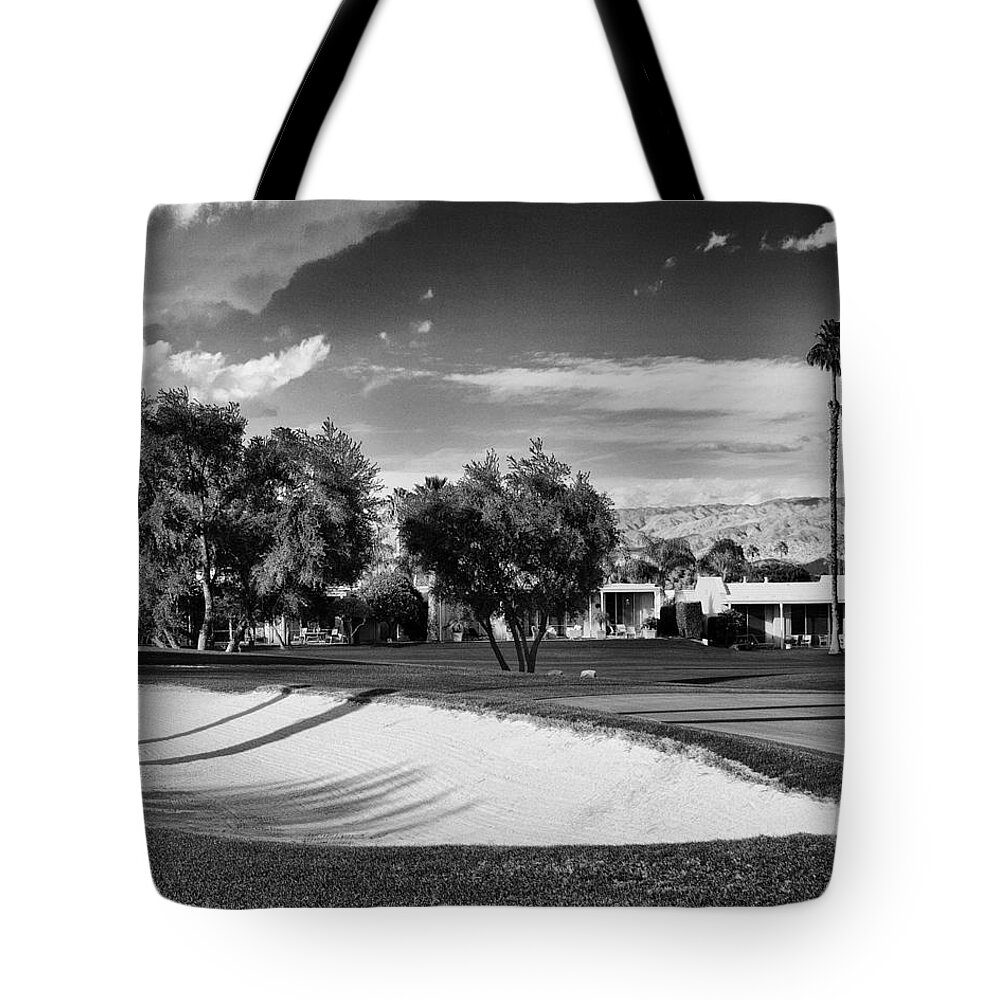 Golf Tote Bag featuring the photograph MARRAKESH GOLF BW Palm Springs by William Dey