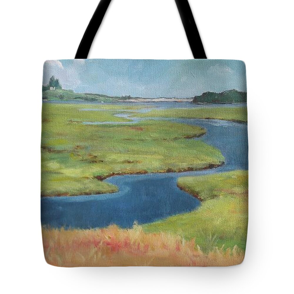 Marshes Tote Bag featuring the painting Marshes by Claire Gagnon