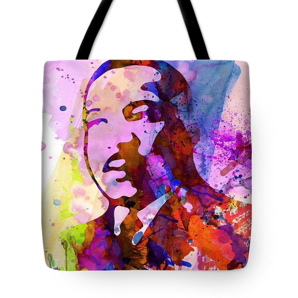 Martin Luther King Jr Tote Bag featuring the painting Martin Luther King Jr Watercolor by Naxart Studio