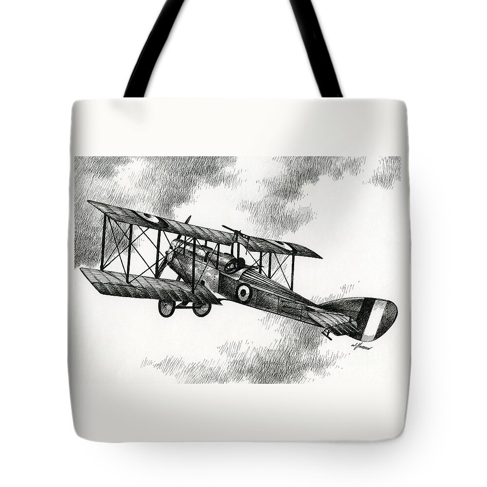 Airplane Drawing Tote Bag featuring the drawing Martinsyde G 100 by James Williamson