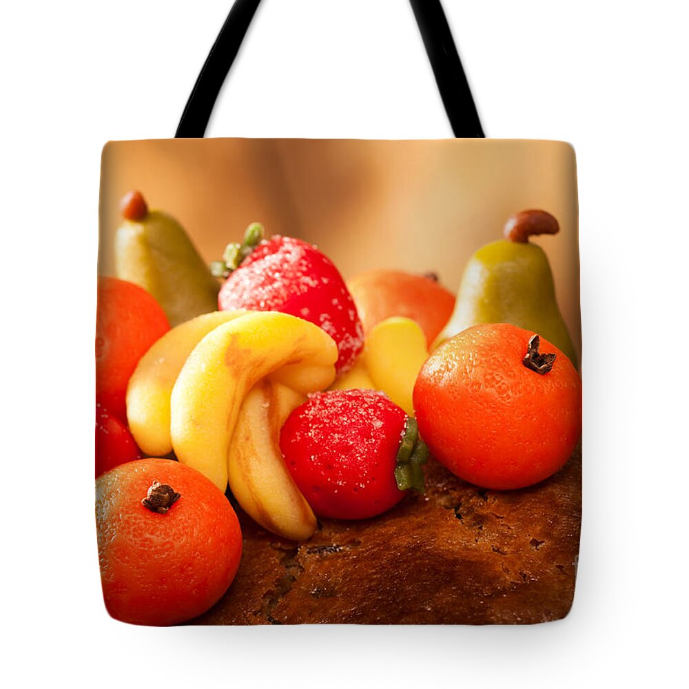 Marzipan Tote Bag featuring the photograph Marzipan Fruits by Amanda Elwell